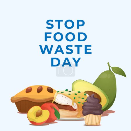 Stop Food Waste Day design template good for celebration usage. food waste illustration. food design. vector eps 10. flat design.