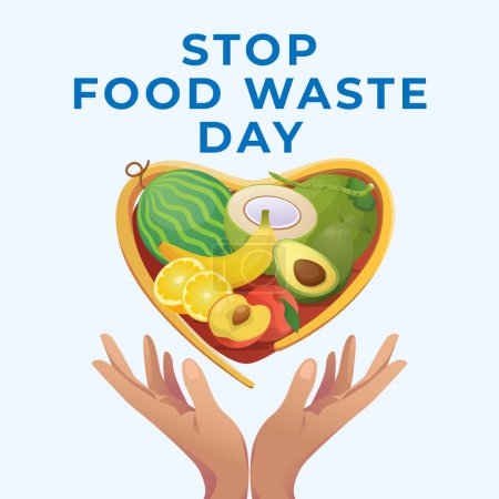 Stop Food Waste Day design template good for celebration usage. food waste illustration. food design. vector eps 10. flat design.
