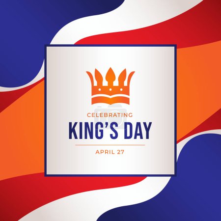 Téléchargez les illustrations : Modèle de conception de Kings Day bon pour l'utilisation de célébration. konigsdag amsterdam. design plat. eps 10. - en licence libre de droit