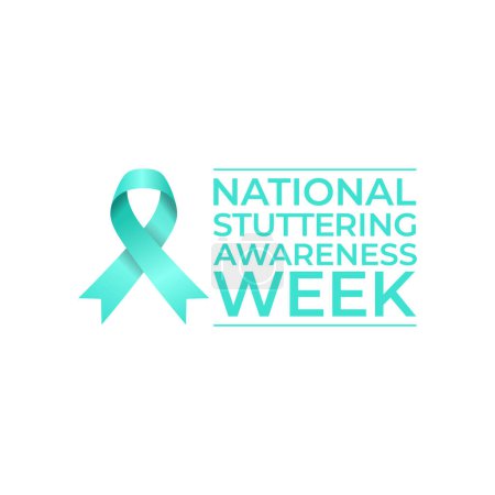 National Stuttering Awareness Week design template. teal ribbon vector design. flat ribbon design. vector eps 10.