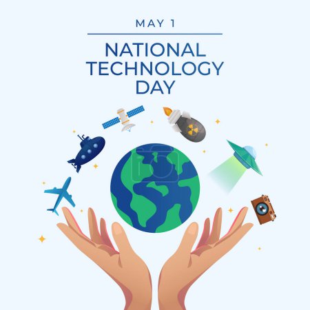 Design-Vorlage für den Nationalen Tag der Technologie. Technologie-Designvektor. Folge 10. Flaches Design.