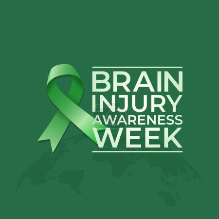 Design-Vorlage für die Brain Injury Awareness Week. grüne Bändchen-Vektorvorlage. Illustration einer Gehirnverletzung. Vektor eps 10. flaches Design.