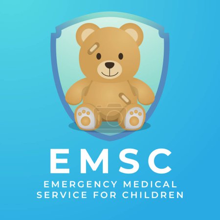 Illustration for Emergency Medical Services for Children Day (EMSC) design template. teddy bear doll vector illustration. flat design. vector eps 10. - Royalty Free Image