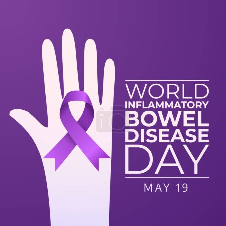 Illustration for World Inflammatory Bowel Disease (IBD) Day design template. purple ribbon vector design. flat design. eps 10. - Royalty Free Image