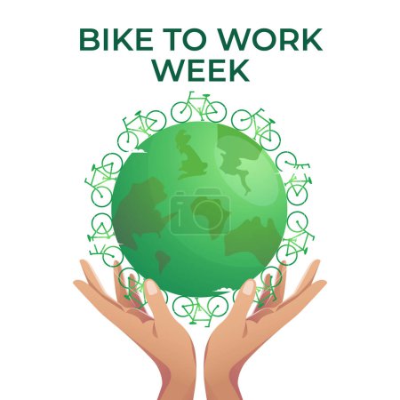 Illustration for Bike to Work Week design template. bike vector design. climate change illustration. vector eps 10. - Royalty Free Image