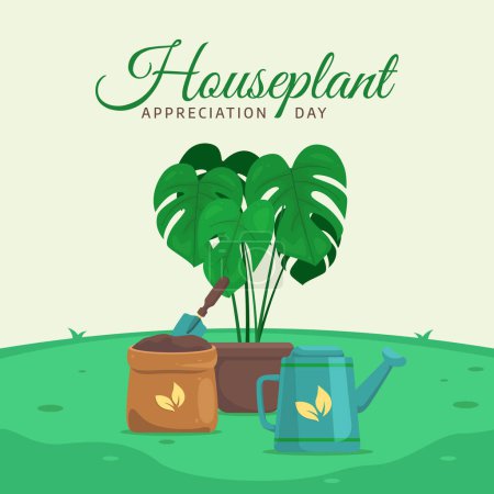 Illustration for National Houseplant Appreciation Day vector design template. houseplant veector illustration. monsterra vector design. flat design eps 10. - Royalty Free Image