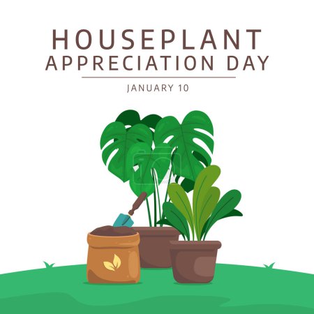 Illustration for National Houseplant Appreciation Day vector design template. houseplant veector illustration. monsterra vector design. flat design eps 10. - Royalty Free Image