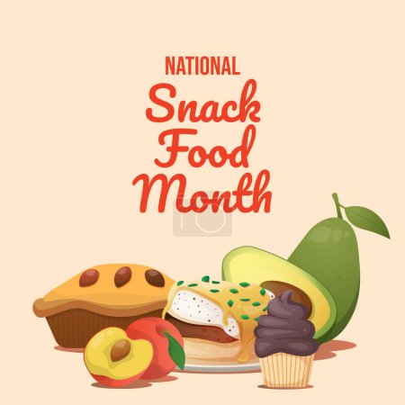 National Snack Food Month plantilla de diseño de vectores. snack paquete de diseño de vectores de alimentos. diseño plano. vector eps 10.