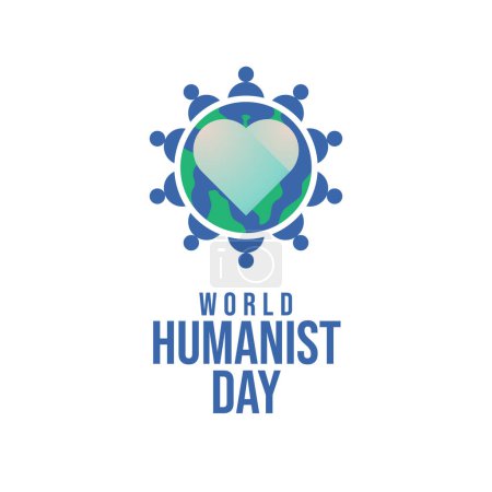Illustration for World Humanist Day vector design template good for celebration usage. hand and globe vector design. flat design. vector eps 10. - Royalty Free Image