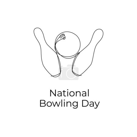 National Bowling Day kontinuierliche Linienvektorvorlage. Bowling-Image. Flat Vector Folge 10.