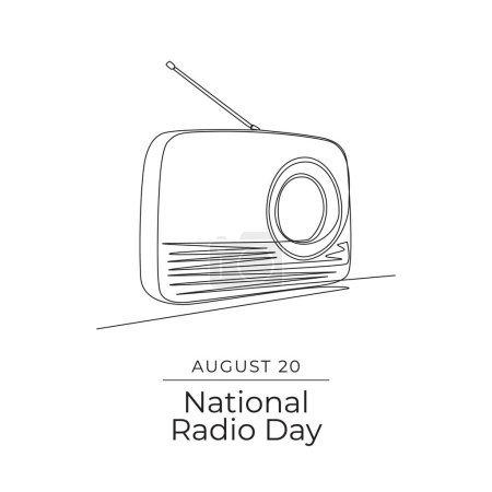 Plantilla de diseño vectorial del Día Nacional de Radio buena para uso de celebración. arte de línea. línea continua. vector eps 10.