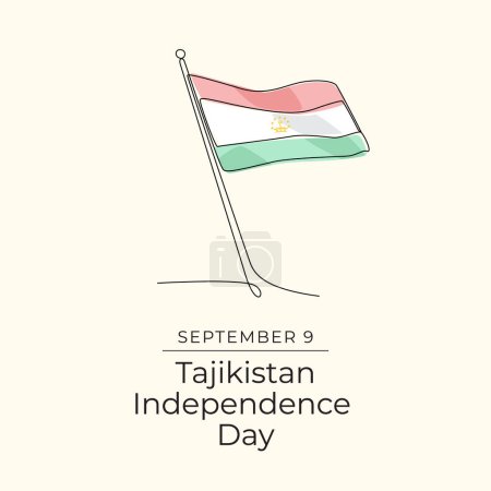 Jour de l'indépendance du Tadjikistan. Design d'art linéaire. L'art vectoriel. Ligne continue. Bon pour le modèle d'utilisation. eps 10. 