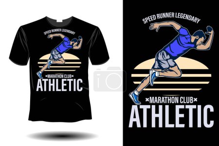 Illustration for Speed runner legendary marathon club athletic mockup retro vintage design - Royalty Free Image