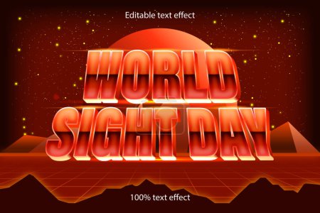 Illustration for World sight day editable text effect retro style - Royalty Free Image