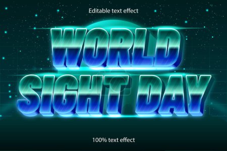Illustration for World sight day editable text effect retro style - Royalty Free Image