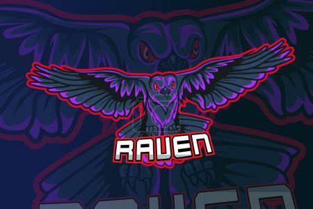 Ilustración de Diseño del logo Raven mascot e sport - Imagen libre de derechos