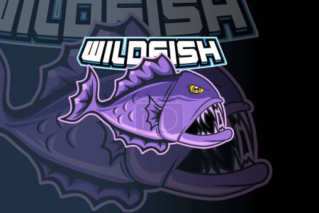 Wild fish mascot sport logo design