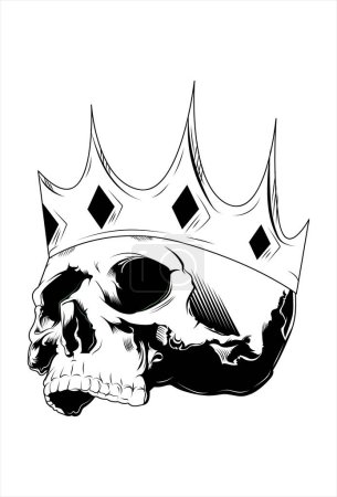 Téléchargez les illustrations : Crâne avec illustration vectorielle couronne - en licence libre de droit