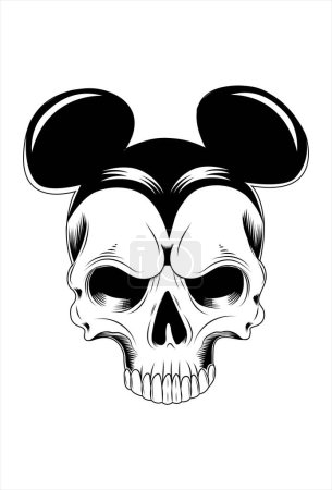 Illustration for Skull with micky mouse vector illustration - Royalty Free Image