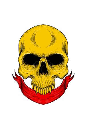 Ilustración de Cráneo con ilustración de vector de honda - Imagen libre de derechos