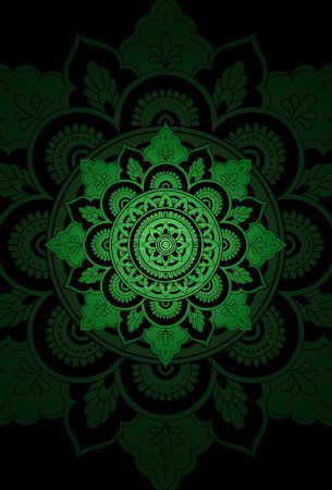 Illustration for Mandala green color artwork illustration - Royalty Free Image