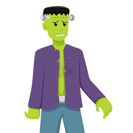 Halloween Frankenstein Costume Design Flat Illustration