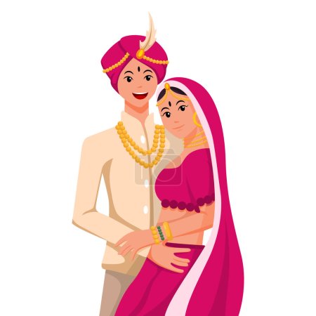 Téléchargez les illustrations : Illustration vectorielle de personnage de mariage indien - en licence libre de droit