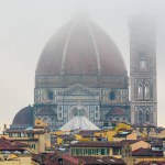 The Florence Cathedral in a misty sunrise early morning.