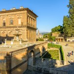 Florence, Italy, October 2021 - Boboli Gardens and the Pitti palace in Florence.