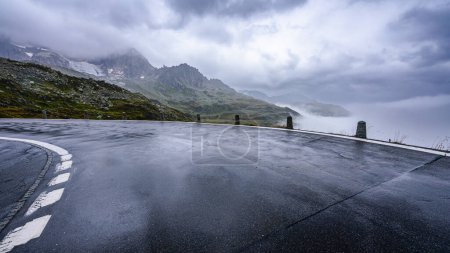 Photo for Cloudy and rainy day in Furka pass in Switzerland. - Royalty Free Image