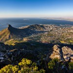 The Lion's head Peak with the view over Cape Town City Centre and the ocean.