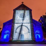 Prague, Czech republic, October 2021 - A projection mapping on Church of Saints Cyril and Methodius during Signal festival