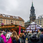Dresden, Germany, 17.12.2022 - Dresdner Striezelmarkt christmas market on the Altmarkt square on a cloudy day