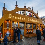 Dresden, Germany, 18.12.2022 - Dresdner Striezelmarkt Christmas market on the Altmarkt square in blue hour