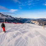 The Three Peaks (Drei Zinnen) ski resort in the UNESCO World Heritage site Dolomites in Italy. 