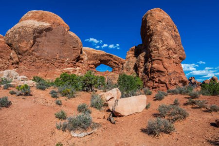 The North South section of the Arches National park near Moab, Utah USA.