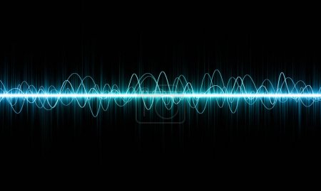 Blue colored abstract waveform on black background