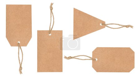 Set of blank paper tags of various shape isolated on white background