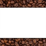 Blank white paper copy space on roasted coffee beans background