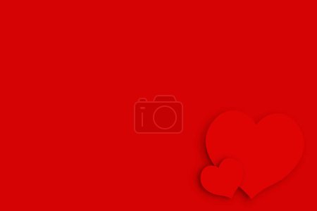 Foto de Dos corazones sobre fondo rojo mínimo. Concepto de San Valentín - Imagen libre de derechos