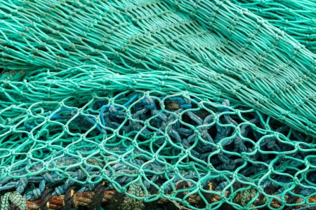 Photo for Green nylon fishing net, close up shot - Royalty Free Image