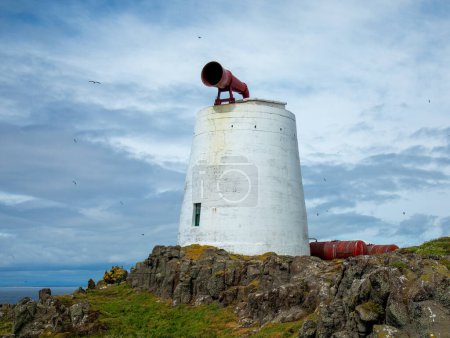 Foghorn on the Isle of May island to warn passing ships of the danger of rocks