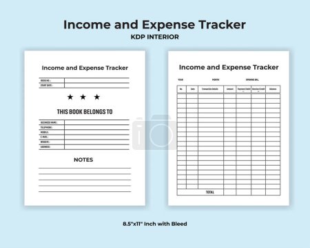Illustration for Income And Expense Tracker KDP Interior - Royalty Free Image