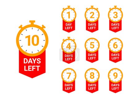 Illustration for Countdown days left number with timer clock. - Royalty Free Image