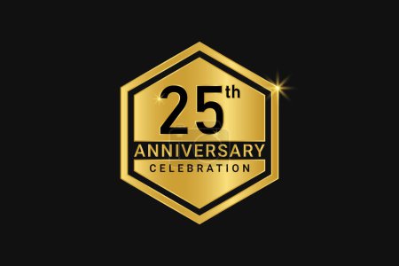 Illustration for 25th years anniversary golden numbers design. - Royalty Free Image