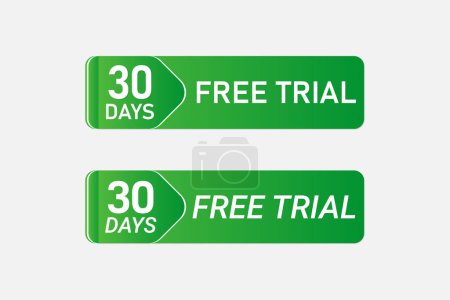 Illustration for 30 Days free trial button design. - Royalty Free Image