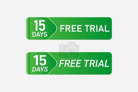 Illustration for 15 Days free trial web button and sticker design. - Royalty Free Image