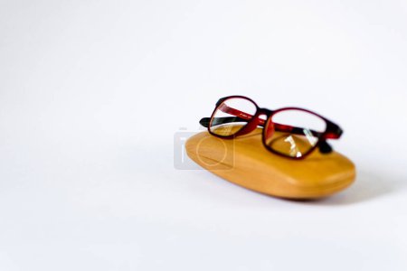 specs, specs box and on white background blurred the shallow depth of field