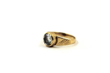 Photo for Vintage diamond set gold ring isolated on white background - Royalty Free Image