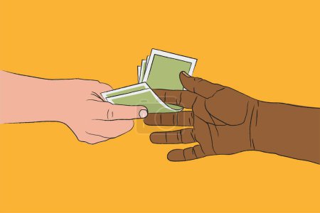 Illustration for Two human hands are exchanging money we can call it bribery - Royalty Free Image